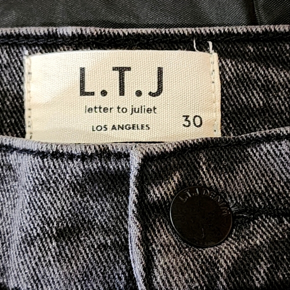 LTJ Letter to Juliet Black Washed Jeans Size 30 Raw Hem Colorblock Ankle Denim - Picture 11 of 11